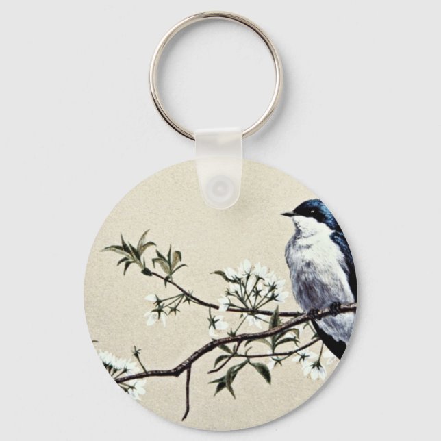 Tree swallow  flowers key ring (Front)
