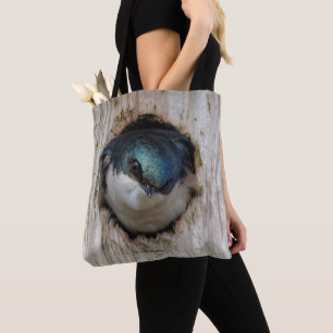 Tree Swallow Songbird in Nestbox Tote Bag