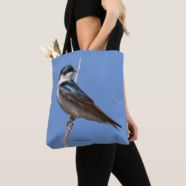 Tree Swallow Songbird Stands Guard Tote Bag (Close Up)