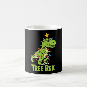 Tree T Rex Dinosaur Christmas Lights Star Xmas Coffee Mug