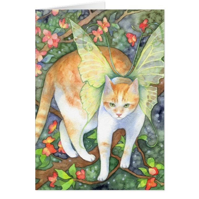 Tree Tiger - Fantasy Fairy Cat Art Card (Front)
