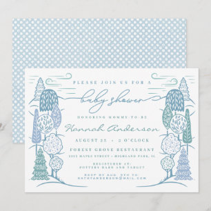 Tree Top Baby Boy Shower Blue Invitation