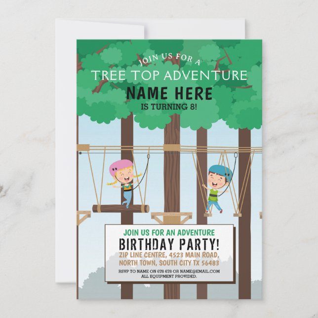 Tree Top Birthday Adventure Park Outdoor Invite (Front)