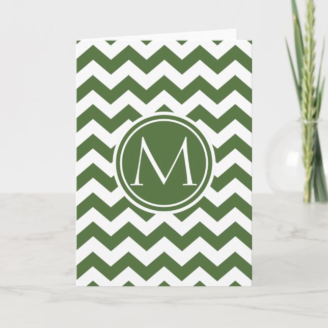 Tree Top Chevron Monogrammed Note Card (Front)