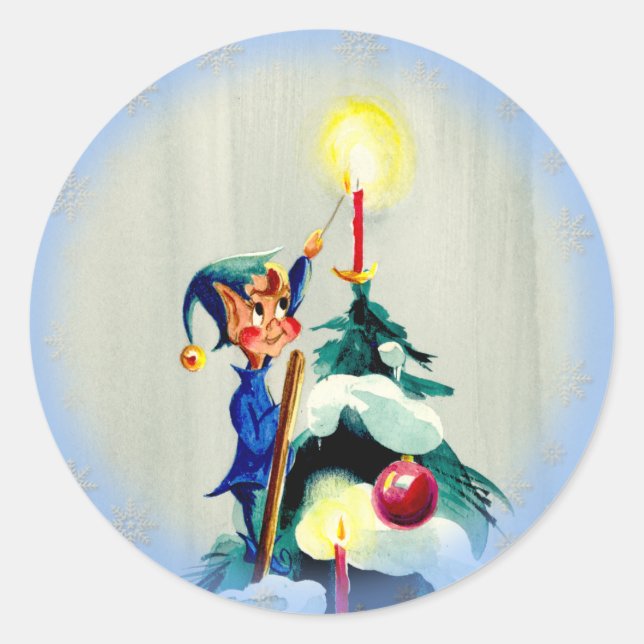 TREE TOP ELF by SHARON SHARPE Classic Round Sticker (Front)