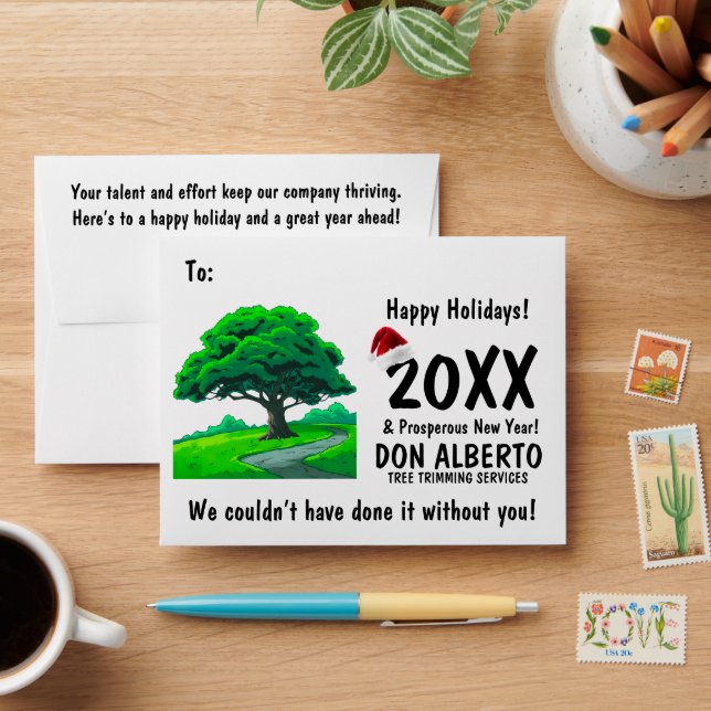 Tree Trimming Oak Tree Logo Holiday Gift Card Envelope (Desk)