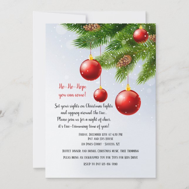 Tree Trimming Party Invitation (Front)