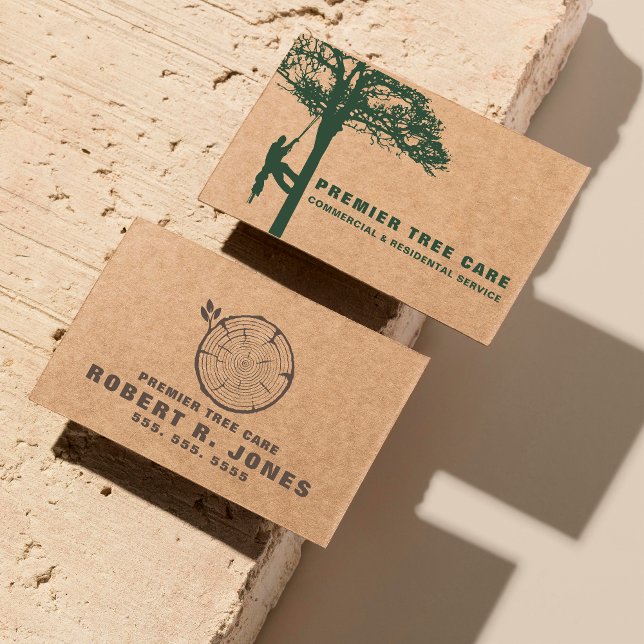 Tree Trimming Service Professional Arborist Logo Business Card (Creator Uploaded)