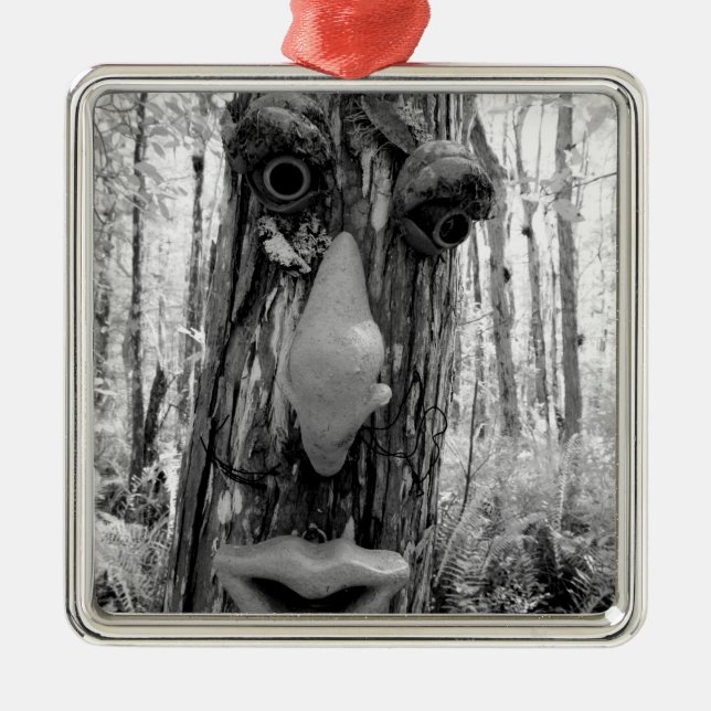 Tree troll on a Big Cypress tree. Metal Tree Decoration (Front)