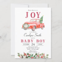 Tree Truck Christmas Baby Shower Invitation
