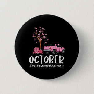 Tree Truck October Breast Cancer Awareness Month G 6 Cm Round Badge