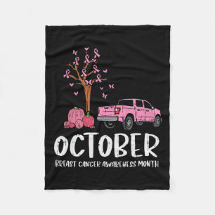 Tree Truck October Breast Cancer Awareness Month G Fleece Blanket