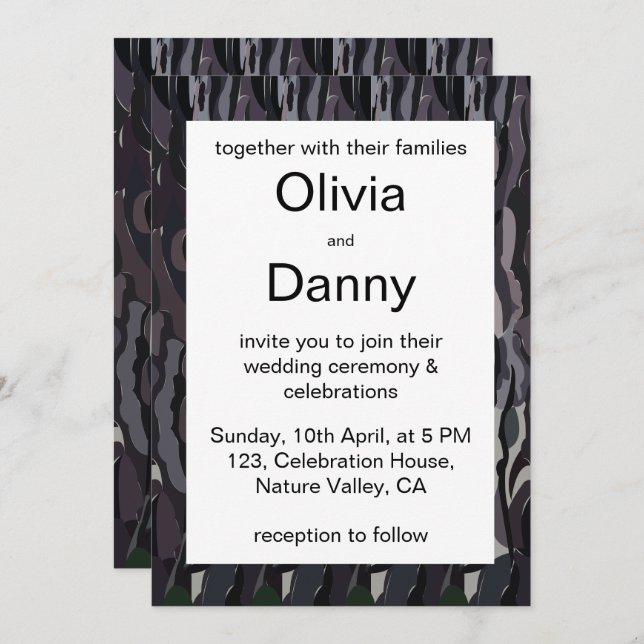 Tree Trunk Background Nature Wedding Invitation (Front/Back)