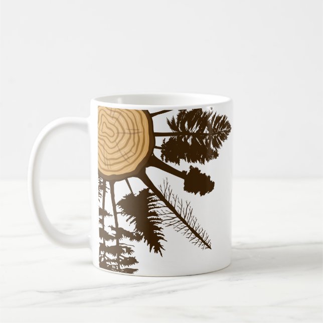 Tree Trunk Cross Section Growth Rings Pine Trees Coffee Mug (Left)