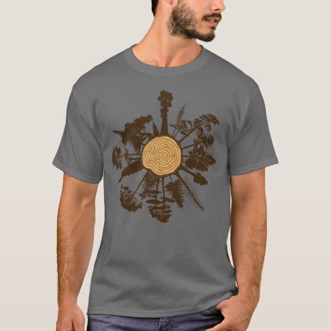Tree Trunk Cross Section Growth Rings Pine Trees T-Shirt (Front)