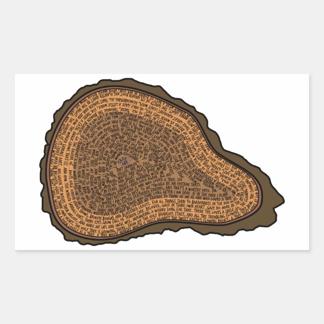 Tree Trunk Cross Section Growth Rings Trees Rectangular Sticker (Front)