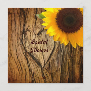 tree trunk heart country sunflower bridal shower invitation