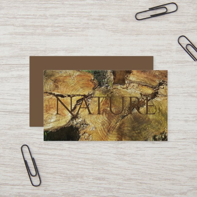 Tree Trunk Nature Photography Rustic Brown Wood Business Card (Front/Back In Situ)