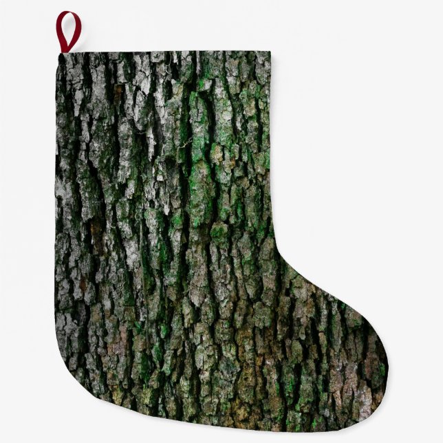 Tree Trunk (Wood Bark) Large Christmas Stocking (Front)