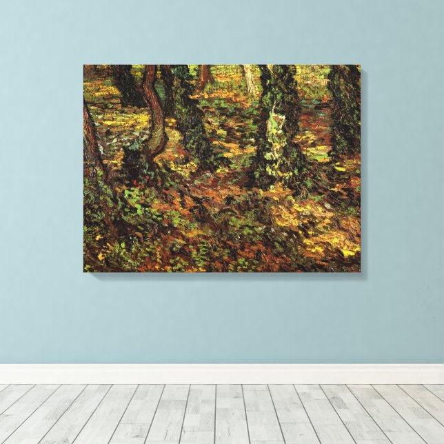Tree Trunks with Ivy by Vincent van Gogh Canvas Print (Insitu(Wood Floor))