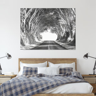 Tree Tunnel Kauai Photography Black and White Canvas Print