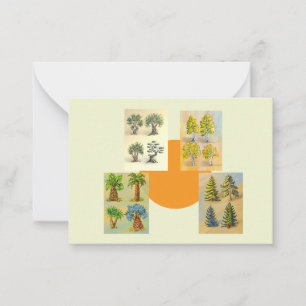 Tree varieties known on greeting card. card