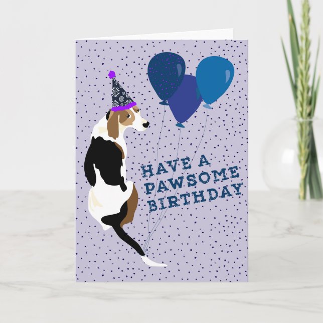 Tree Walker Coonhound Pawsome Birthday Card (Front)