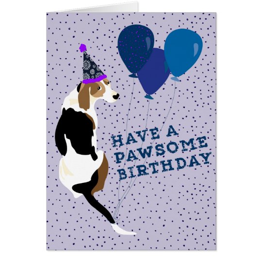 Tree Walker Coonhound Pawsome Birthday Card