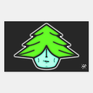 Tree warrior (cartoon like face) v2 rectangular sticker