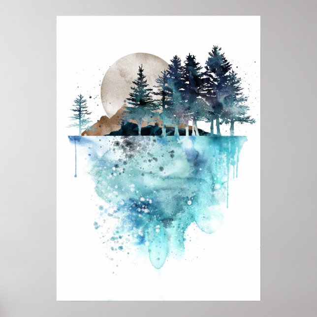 Tree Watercolor Art Poster (Front)