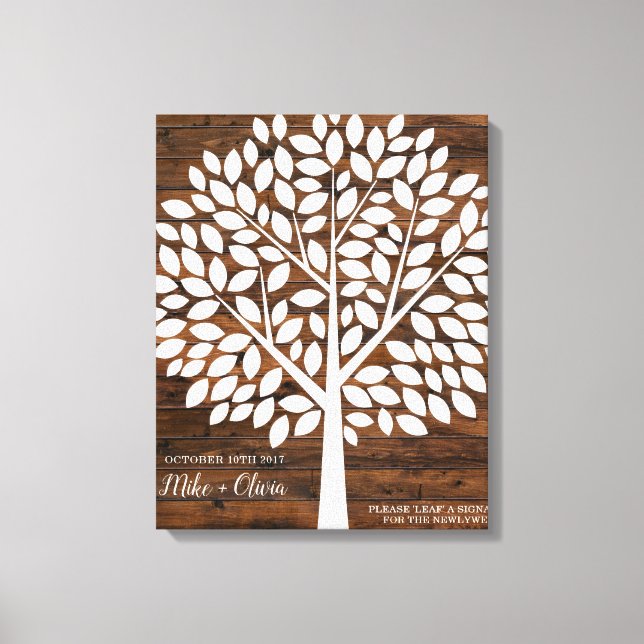 Tree Wedding Guest Book Alternative | 120 Leaves (Front)