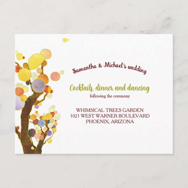 Tree Wedding Reception Itinerary Enclosure Postcard (Front)