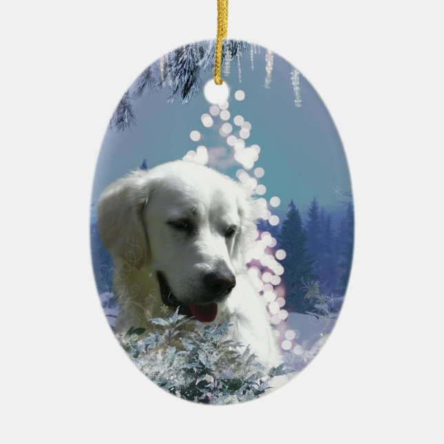 Tree White Lab Ceramic Tree Decoration (Front)