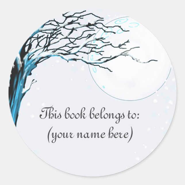 Tree, winter classic round sticker (Front)