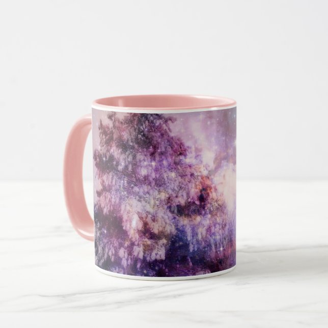 Tree Winter Wonderland Pink Purple Art Mug Cup (Front Left)
