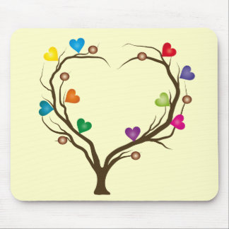tree with bright hearts mouse mat