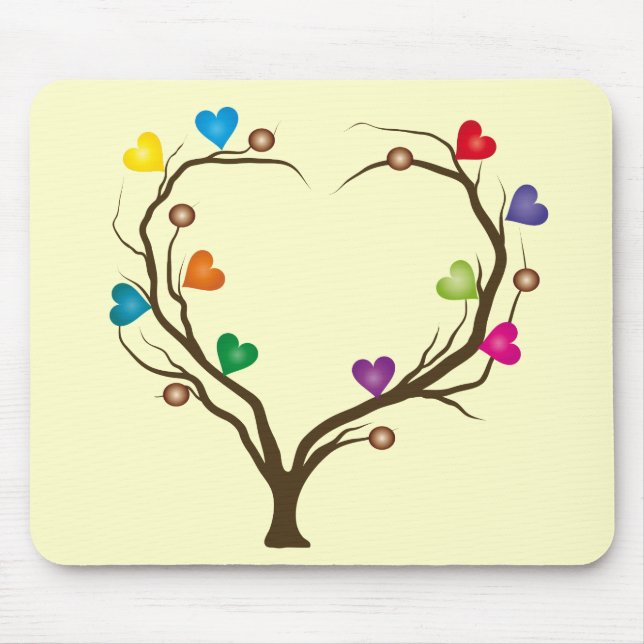 tree with bright hearts mouse mat (Front)
