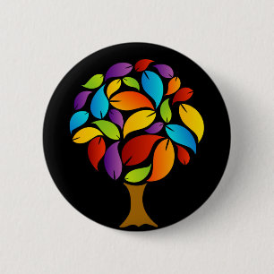 Tree with colourful leaves 6 cm round badge