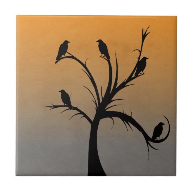 Tree with Crows Tile (Front)