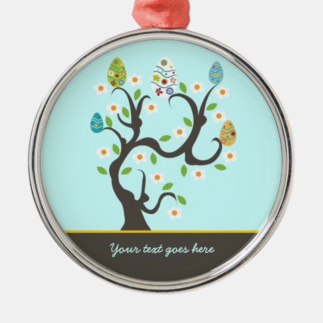 Tree with Easter eggs and flowers custom ornament (Front)