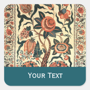 Tree with Flowers and Horns of Plenty, India 1750 Square Sticker