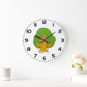 Tree with Forest Animals Cute Nature Large Clock