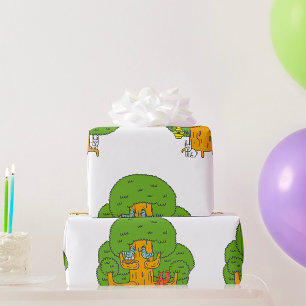 Tree with Forest Animals Cute Nature Wrapping Paper