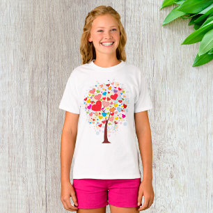 Tree With Heart Shaped Leaves Girls T-Shirt