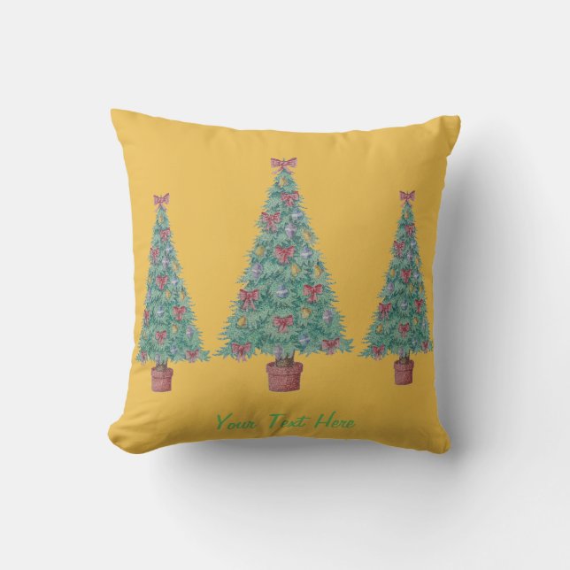 tree with red bows gold bells for christmas cushion (Front)