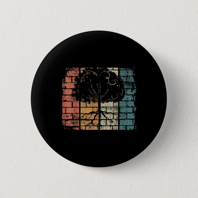 Tree With Roots - Retro Nature Environmental 6 Cm Round Badge (Front)
