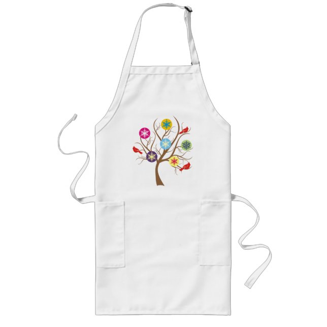 Tree with snowflakes and cardinals custom long apron (Front)