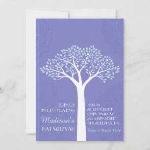 TREE WITH STARS Bat Mitzvah Invitation