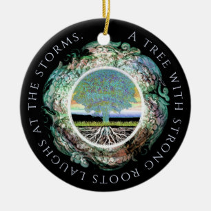 Tree with Strong Roots Positive Message Ceramic Tree Decoration