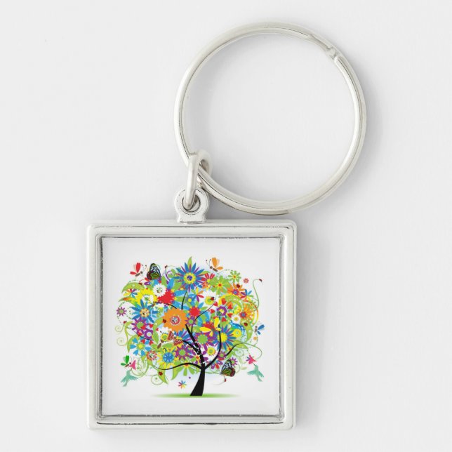 Tree With Things In Nature Key Ring (Front)
